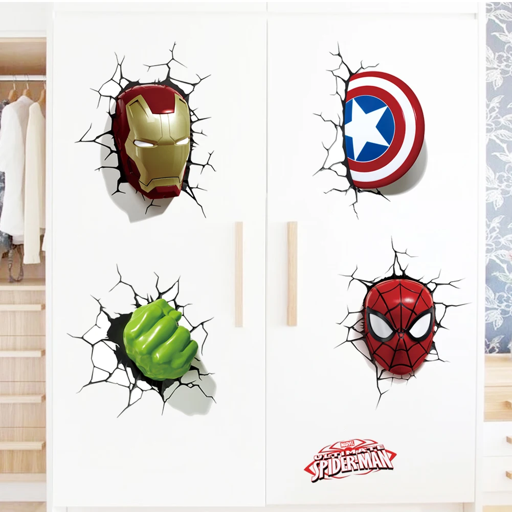 Cartoon Avengers 3D wall stickers living room bedroom wall decoration Super hero movie poster wall stickers for kids rooms