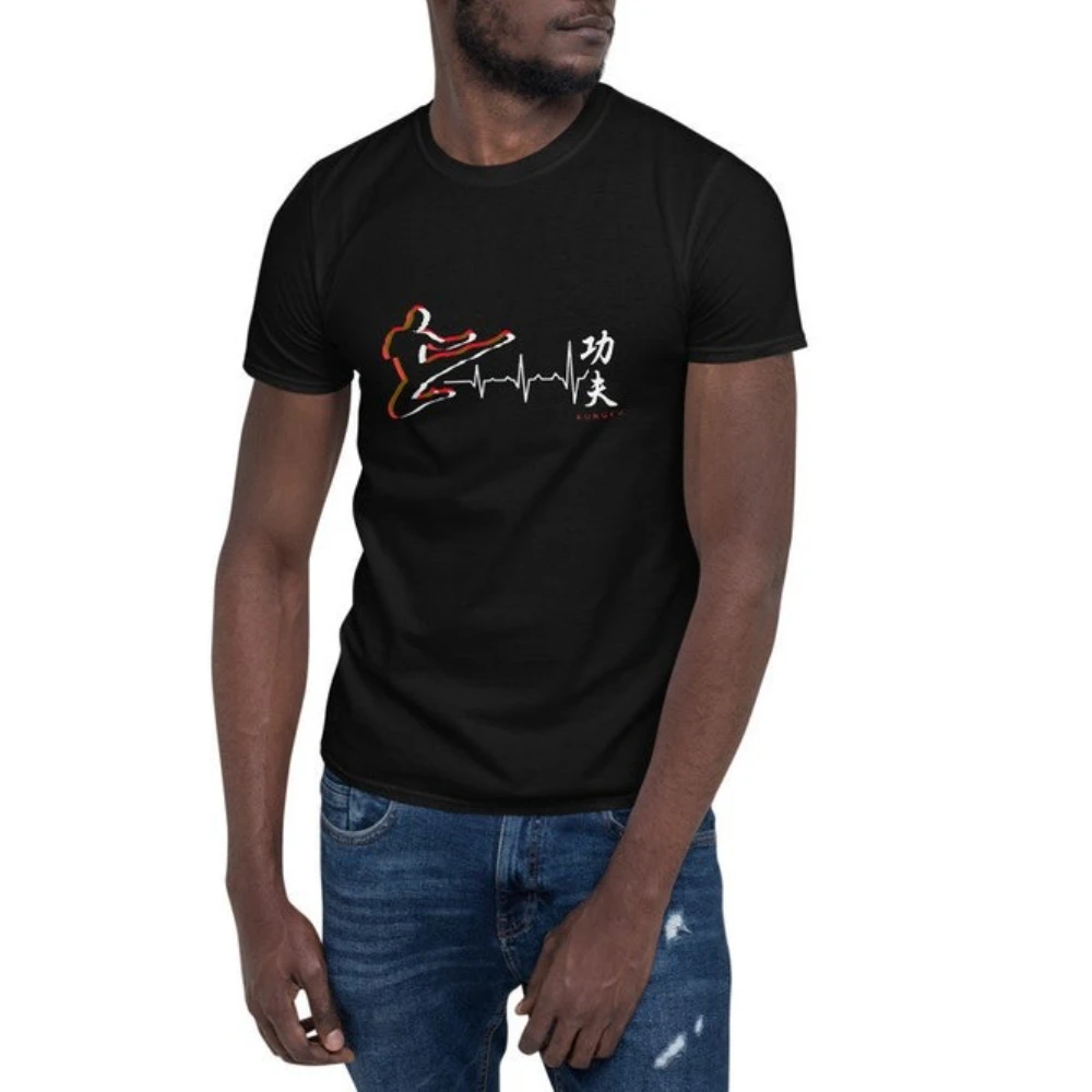Kung Fu Shaolin Heartbeat Graphic T Shirts Woman Man Summer Martial Arts Enthusiast Outdoors Breathable Cotton T-shirt Clothes