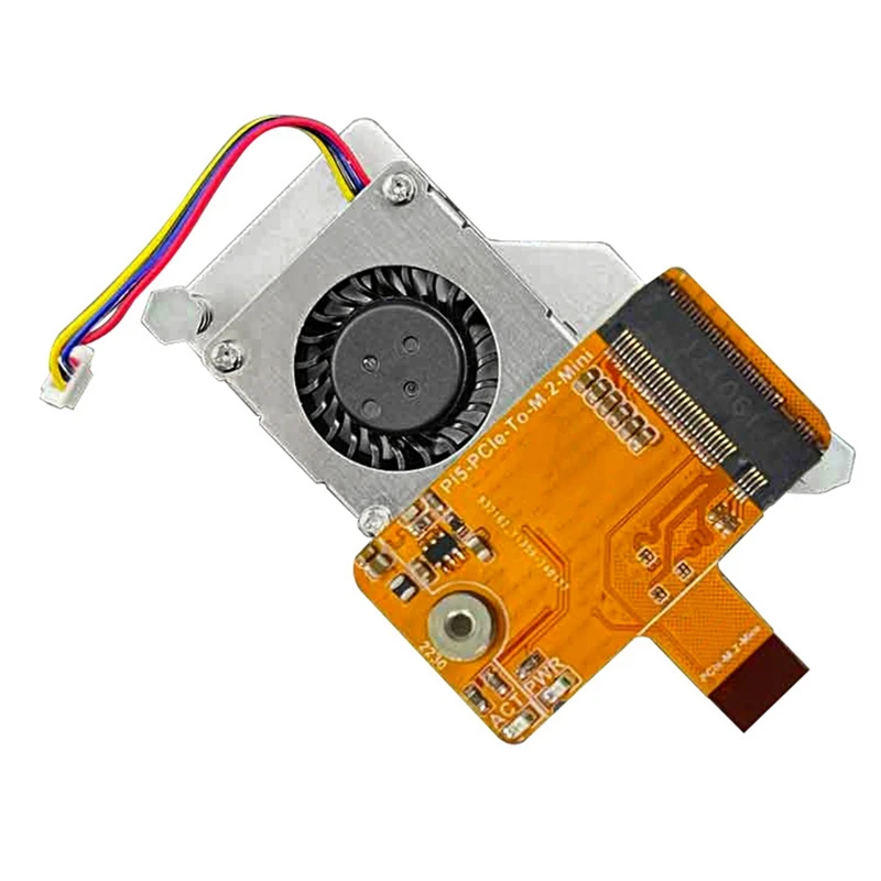 Top-For Raspberry Pi 5 Pcie To M.2 Nvme SSD HAT With Cooling Fan FPC & Differential Design 2230 Nvme SSD Expansion Board