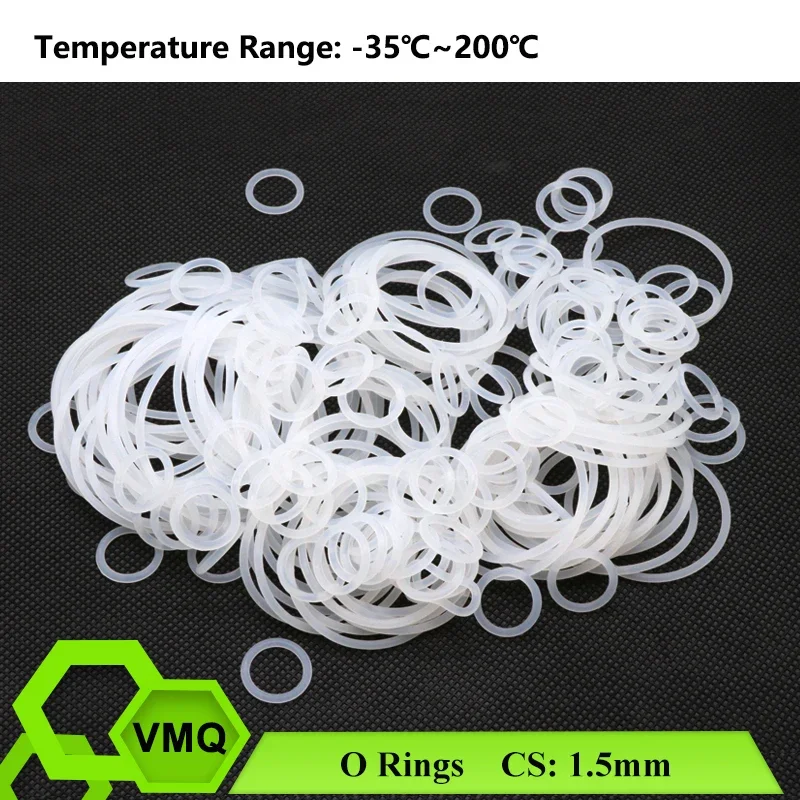 10/50Pcs White Food Grade Silicone O Ring Gasket CS 1.5mm OD 5 ~ 80mm Waterproof Washer Round O Shape VMQ O Rings Silicone Ring