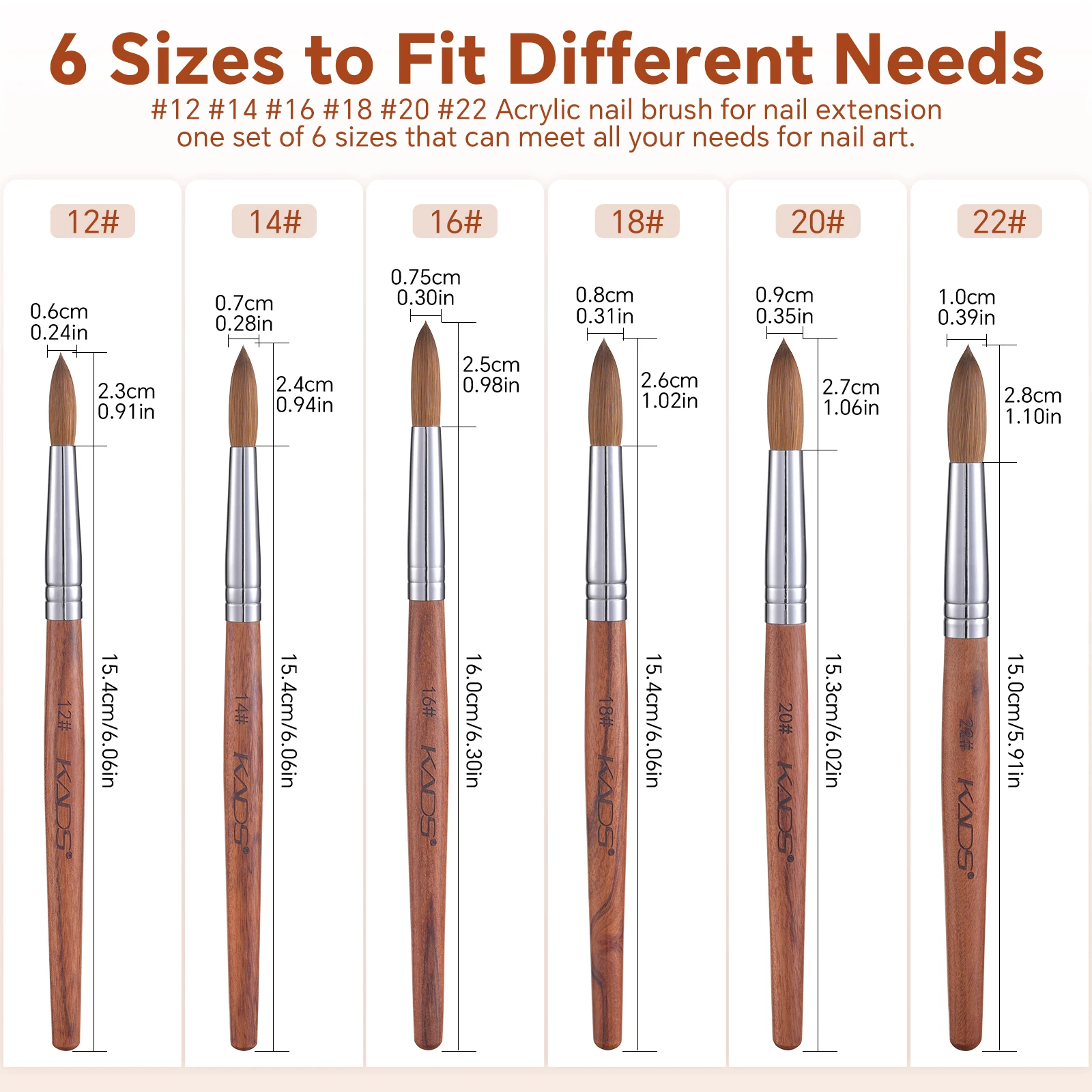 KADS Redwood Nail Brush Kolinsky Sable High Quality Handle Nail Gel Carving Pen Round Brush Professional Manicure Tools ﻿