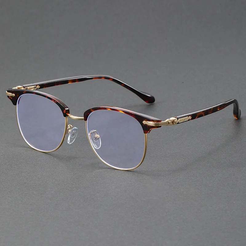 BLMUSA Men Business Progressive Computer Prescription Glasses Retro Round Anti Blue Light Optical Myopia Photochromic Eyeglasses