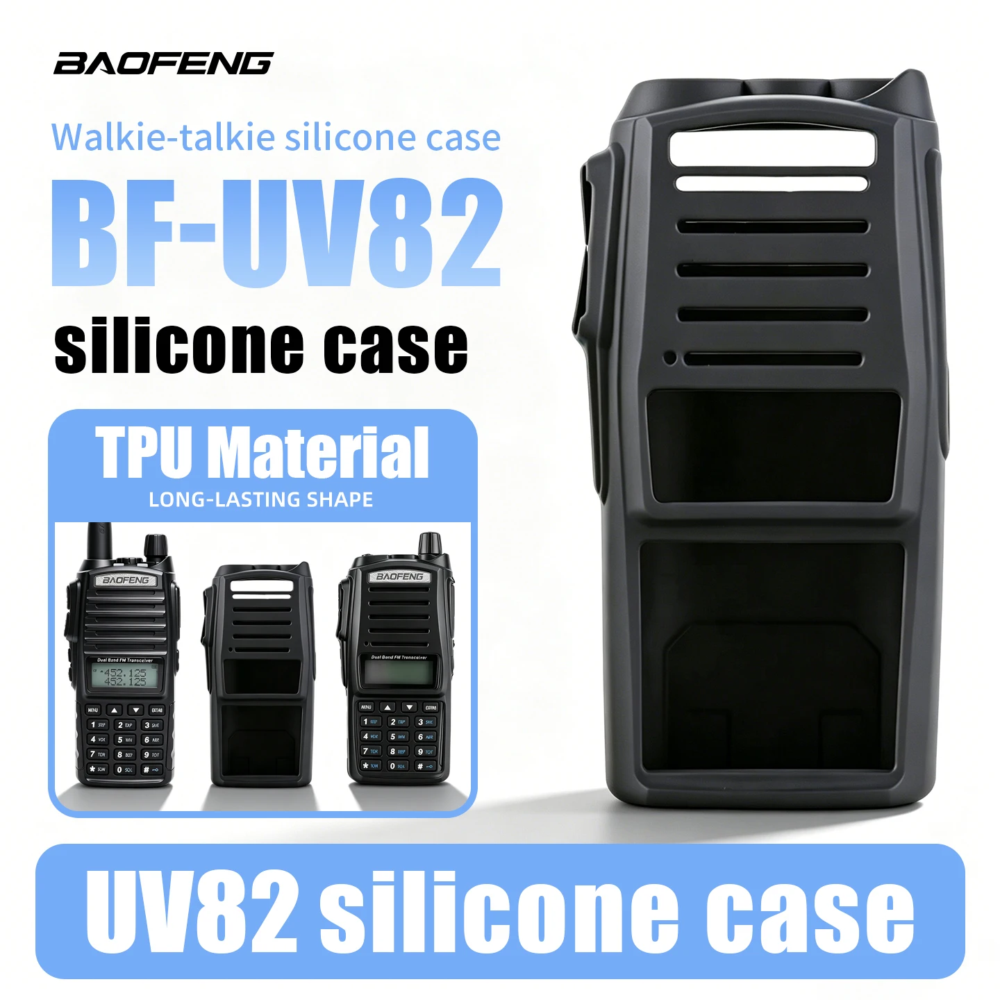 UV-82 Rubber Case UV82 Walkie Talkie Black Silicone Cover Dustproof Wear Resistant Black Baofeng Radio Case Accessories