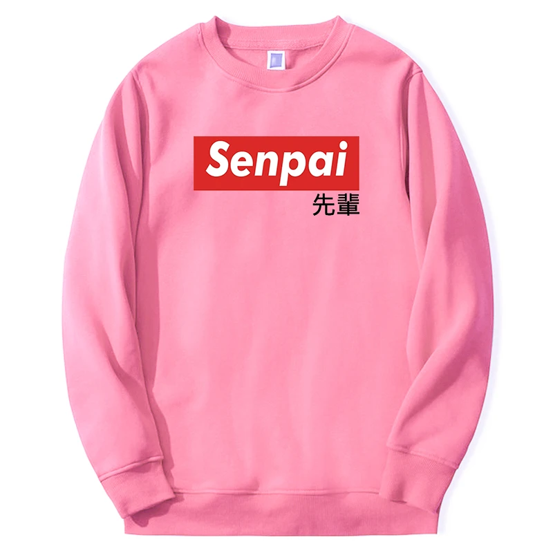 

Japan Letter Senpai Anime Printed Crewneck Sweatshirt Hoodies Autumn Spring Crewneck Long Sleeve Round Neck Tracksuit Clothes