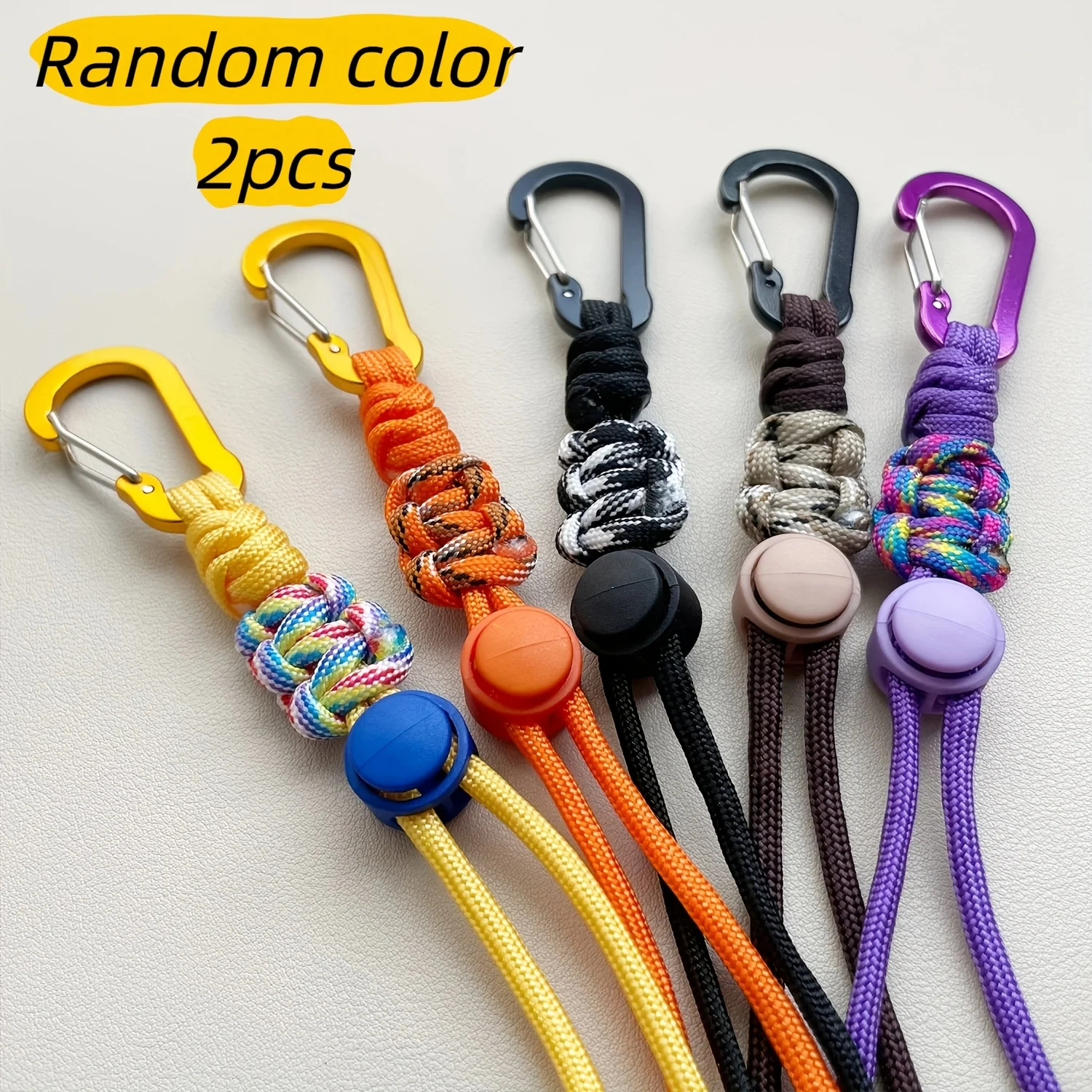 2Pcs Woven Water Bottle Strap With Carabiner, Portable Hands‑Free Holder for Outdoor Hiking Commute