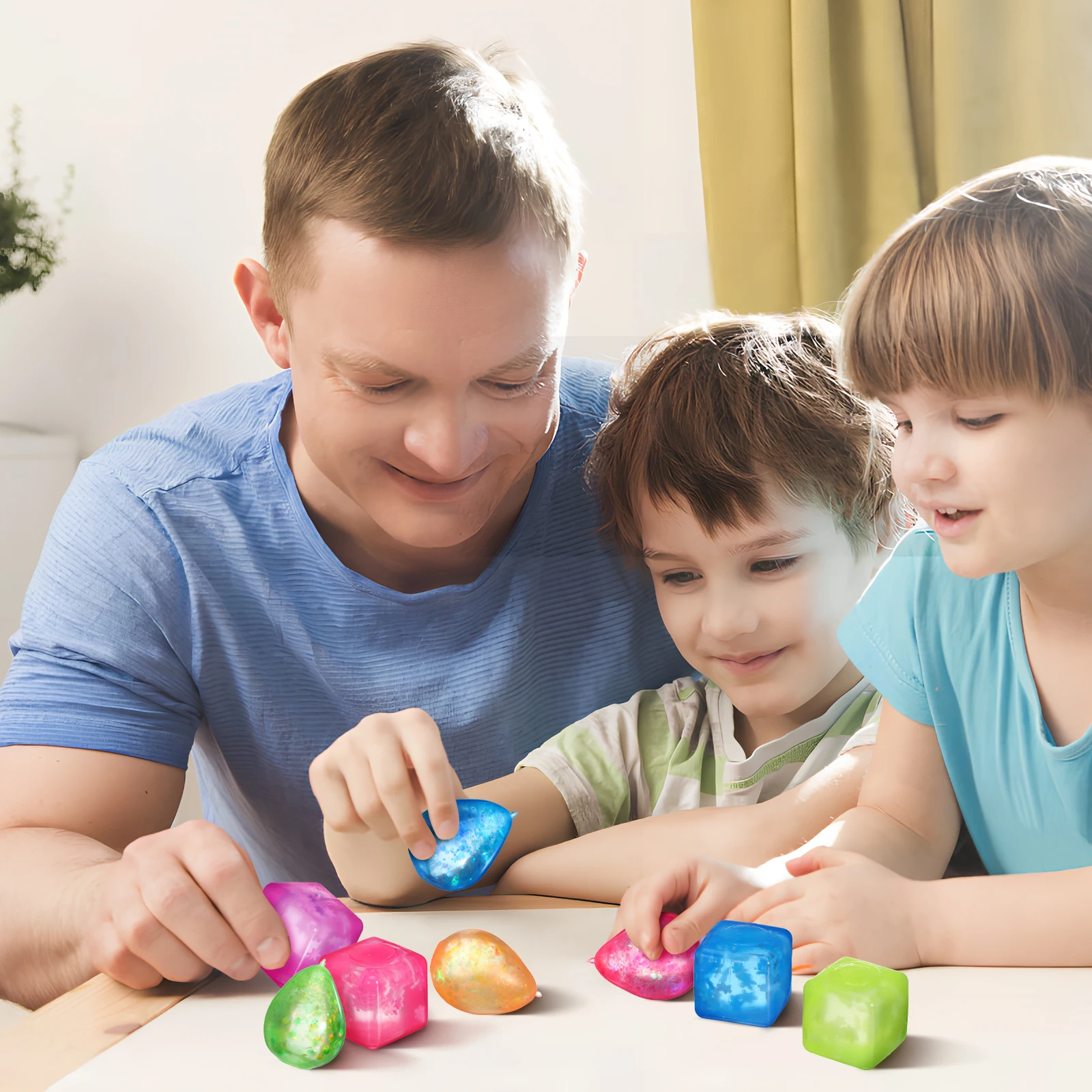 8 Uds. De cubitos de hielo blandos para el estrés para niños, alivio sensorial de la ansiedad, regalo de terapia para apretar a mano para adolescentes y adultos