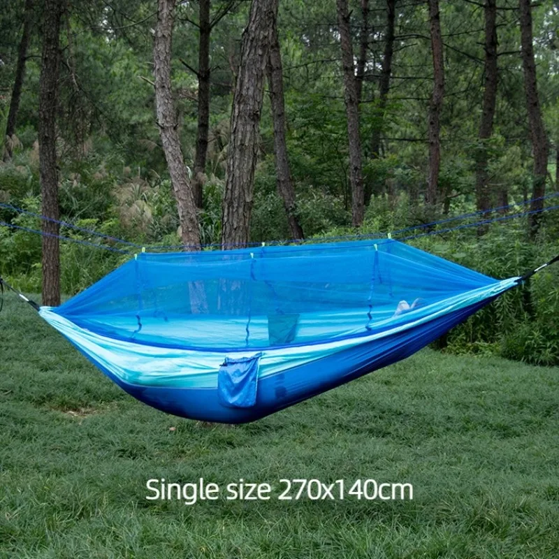 Outdoor Camping Portable Hanging Sleeping Single and Double Travel Hammock with Mosquito Net