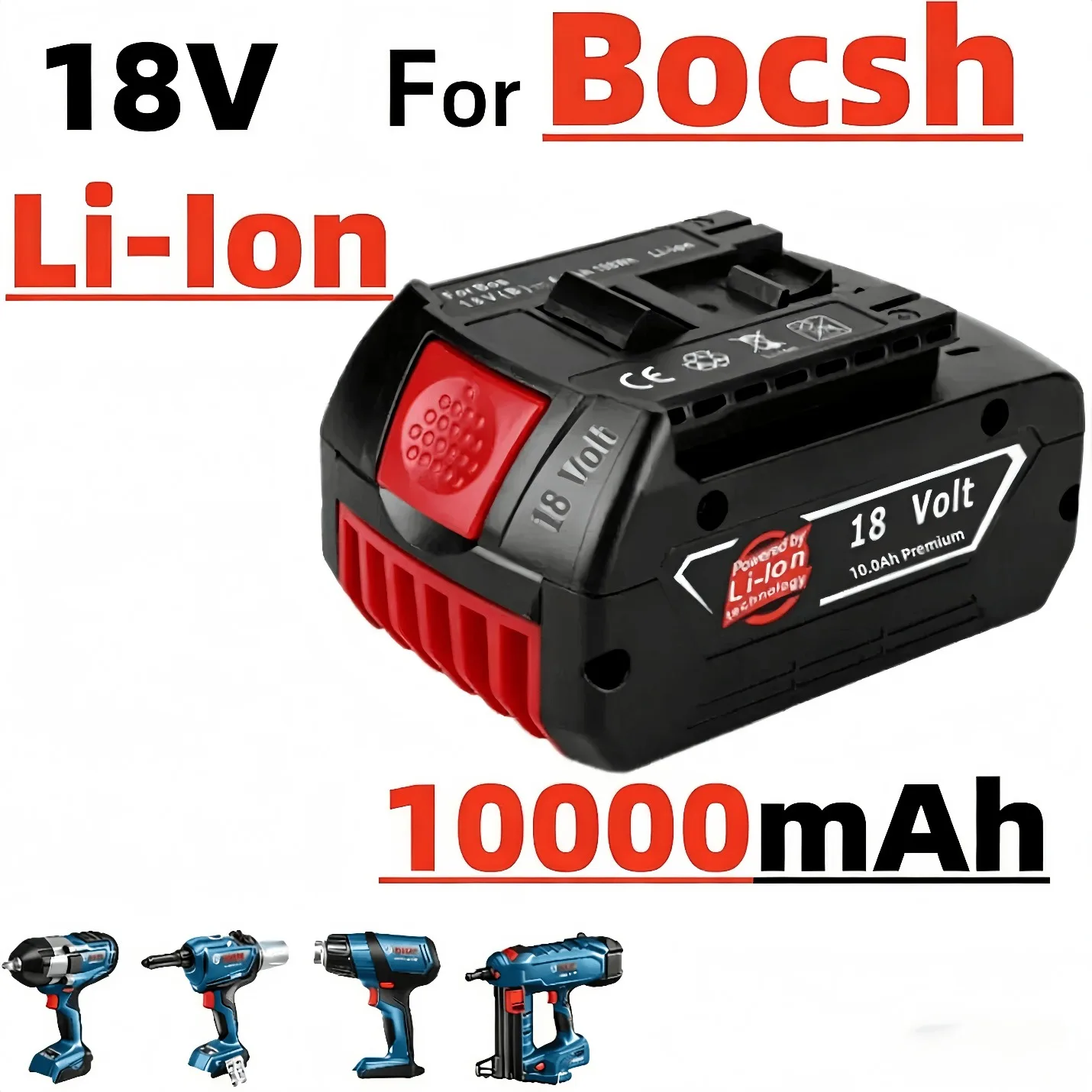 

Аккумулятор для Bosch 18В 6.0Ач, литий-ионный, для электродрели, модели BAT609, BAT609G, BAT618, BAT618G, BAT614