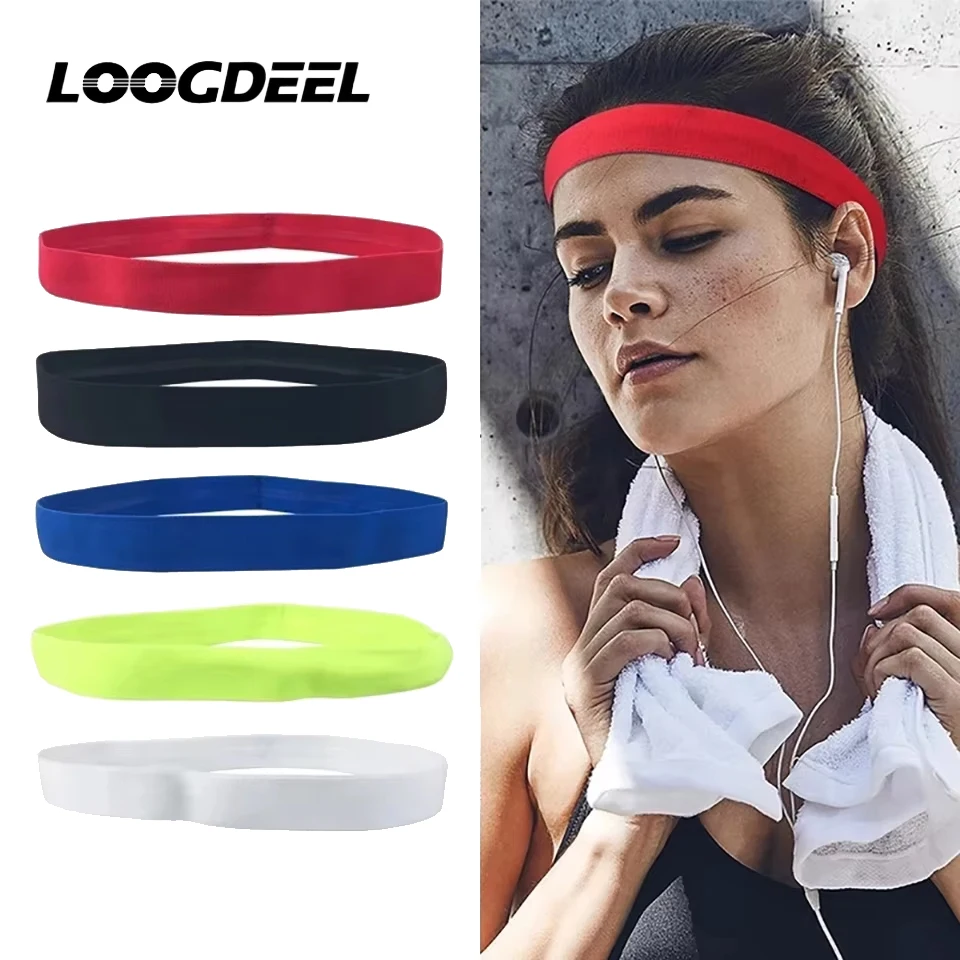 LOOGDEEL Headband Sport Sweat Hair Bands Forehead Protection Running Fitness Yoga Tenis Elastic Sweatband Men Women