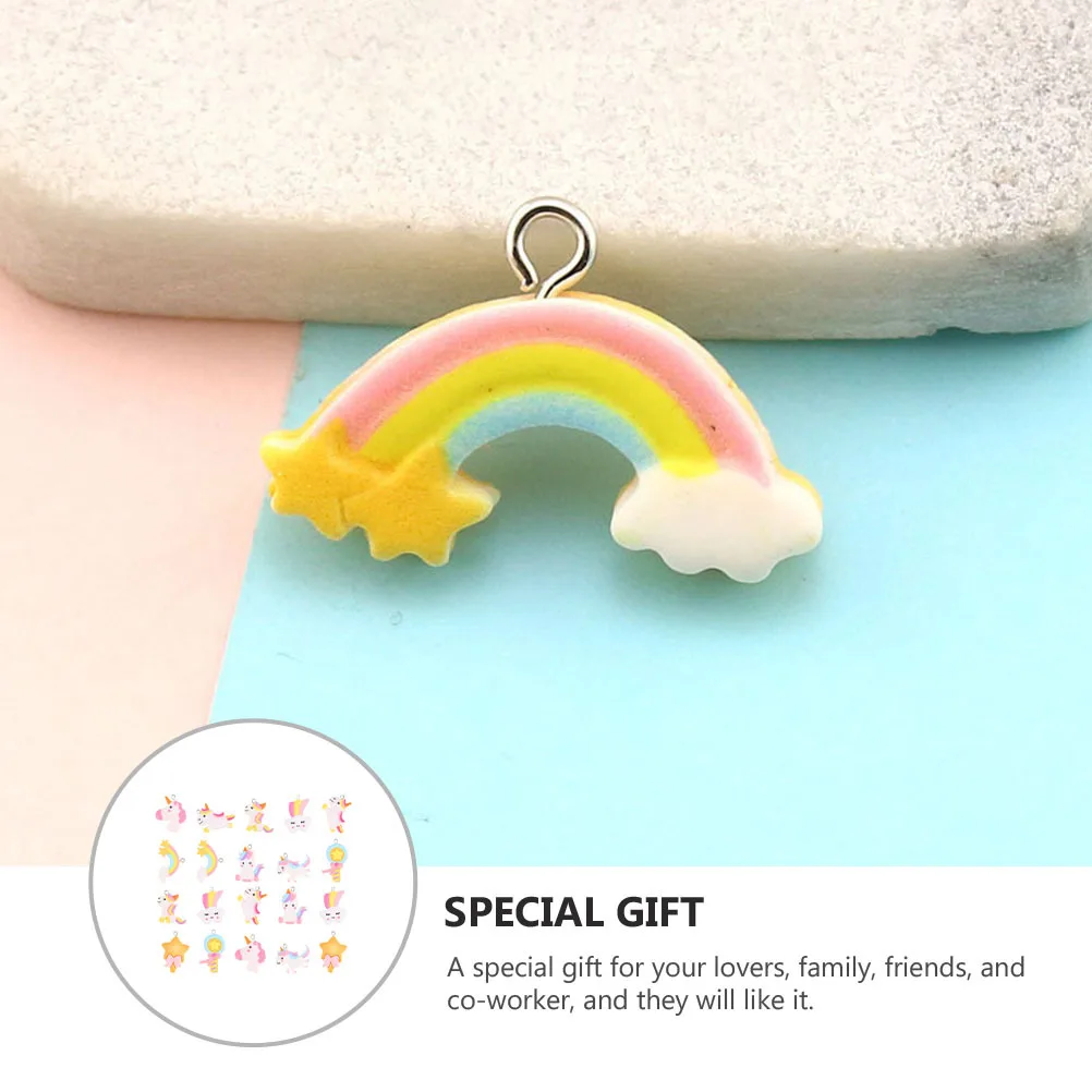

20Pcs Jewelry Making Charms Resin Unicorn Rainbow Cloud DIY Necklace Earrings Bracelet Cartoon Charm Pendant Set