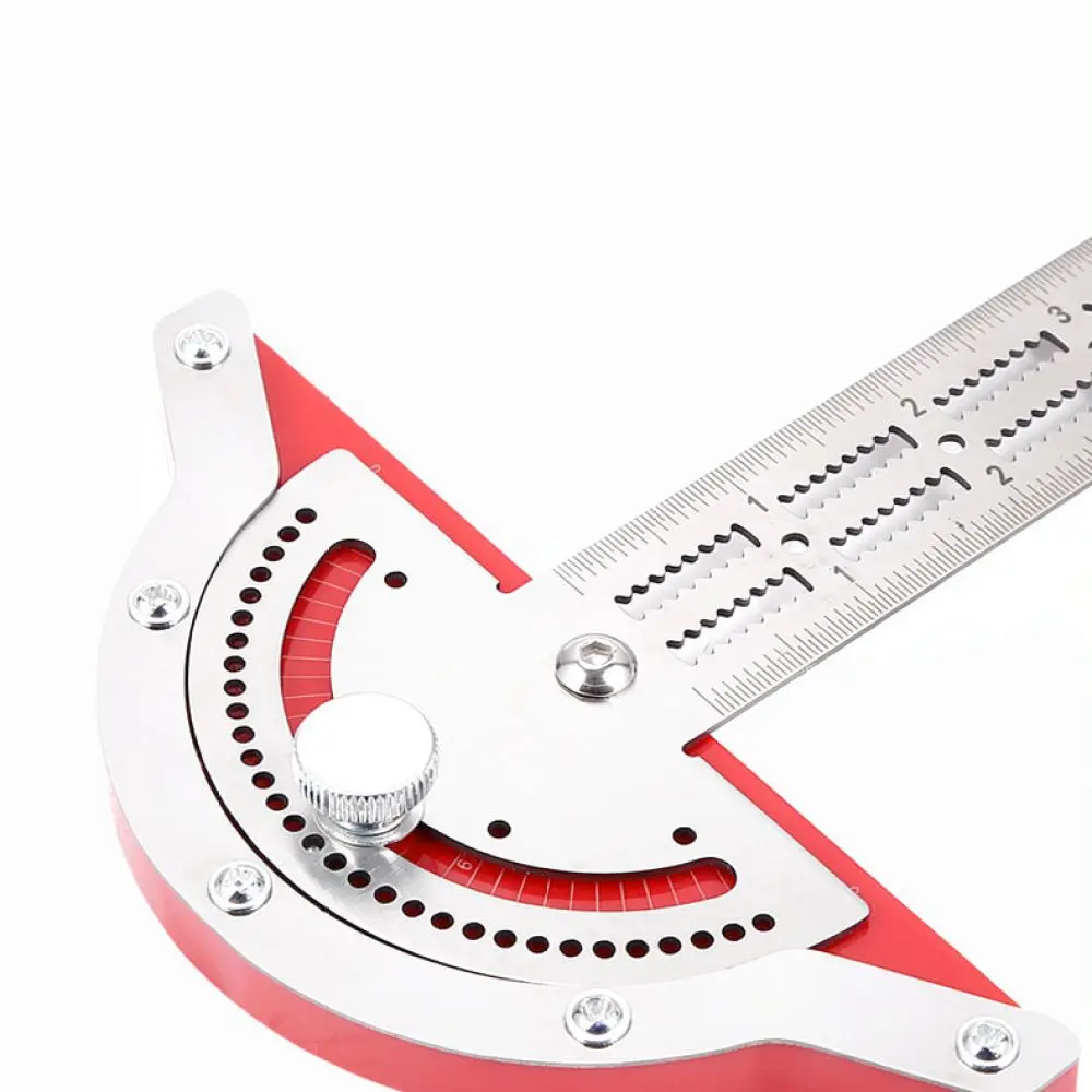 Multifunctional Woodworking Edge Ruler Scribe Gauge Protractor Carpentry Precision Layout Tool Arc Marking Measurement
