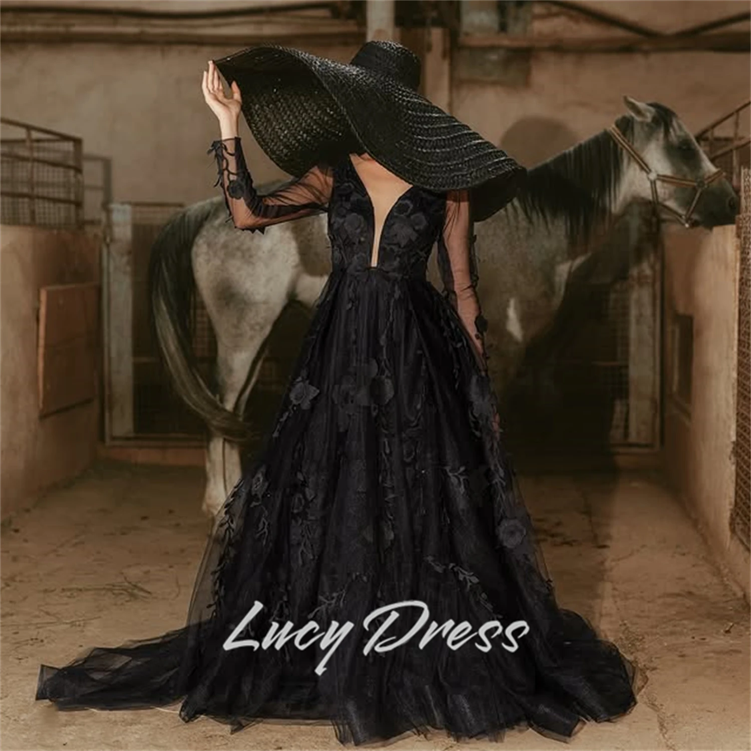 

Lucy Customized Wedding Party DressesEvening Dress for Wedding Guest Elegant Wedding Dresses Black wedding dress Evening Dresses