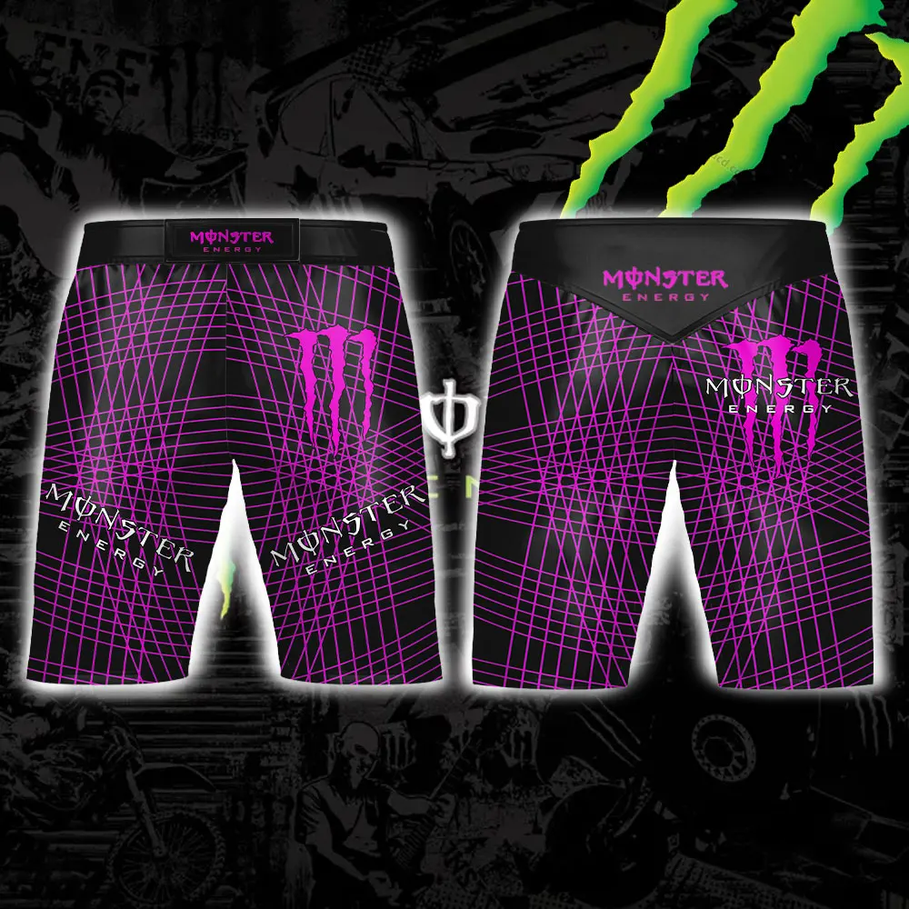 Monster Energy Pantalones cortos deportivos funcionales Pantalones cortos con estampado geométrico fresco y moderno Estilo funcional Pantalones cortos funcionales en contraste