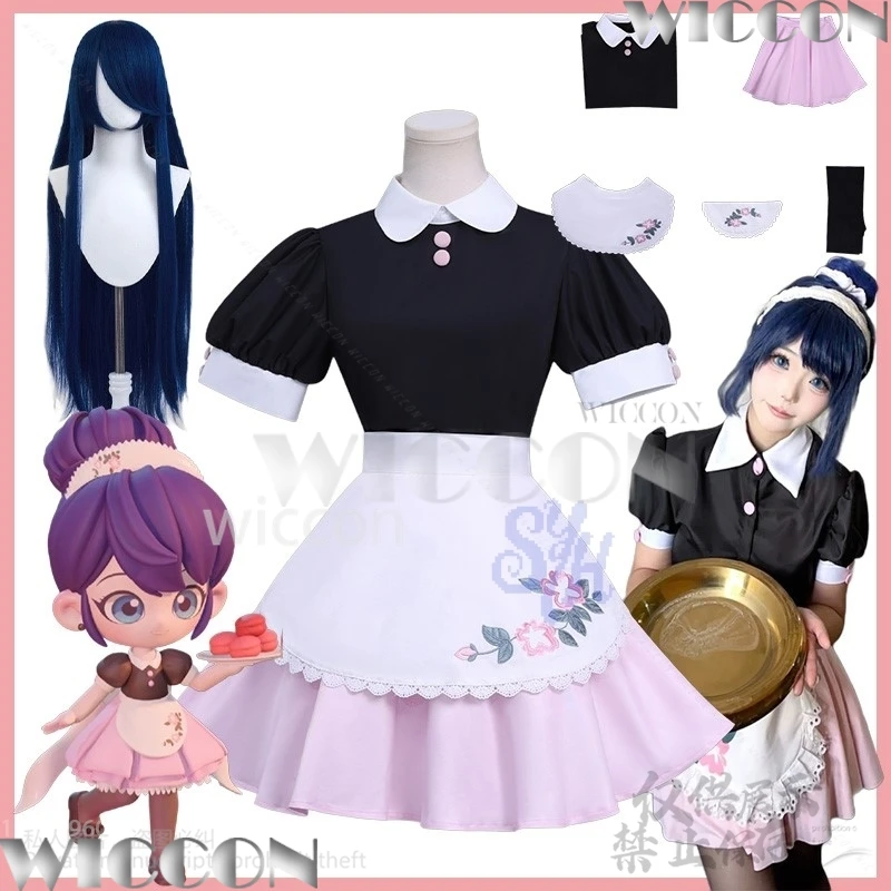

Cartoon Nadu Buu S6 Cosplay Mira Clothes Sweet Flower Sleeve Pleated Mini Dress Maid Kawaii Waitress Girls Halloween Carnival