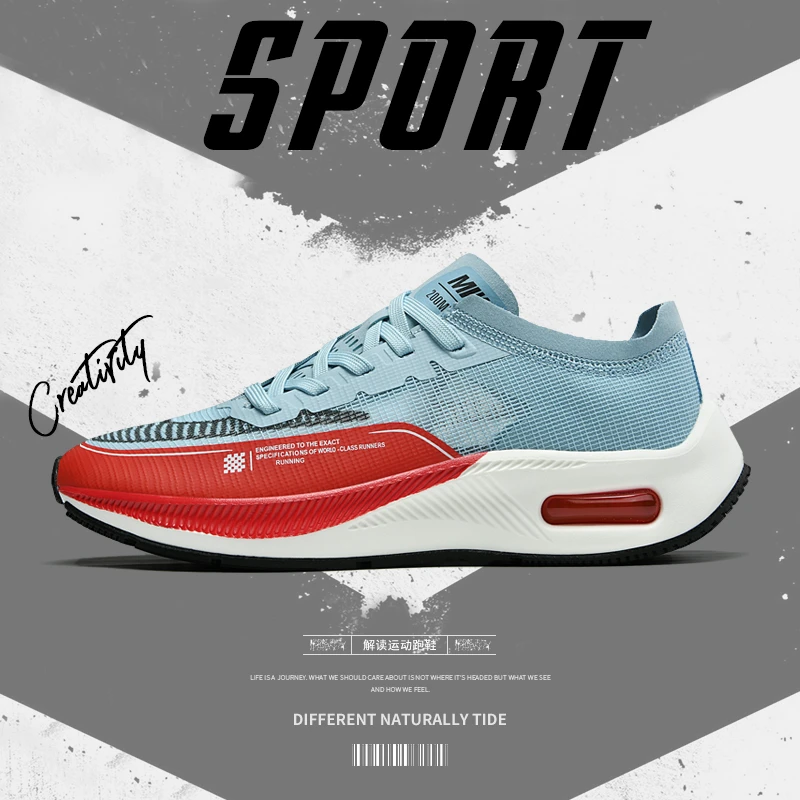 

Men's Sports Shoes Flying Woven Running Shoes Spring and Autumn Low-top Net Cloth Shoes Cushioned Non-slip Outdoor Jogging Shoes