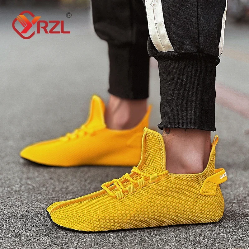 YRZL Loafers Mens Fashion Slip on Mesh Casual Walking Shoes Comfortable High Top Indoor Dancing Shoes Plus Size Mens Shoes