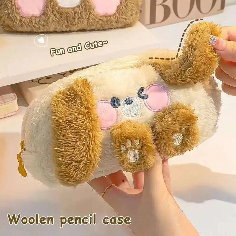 

Hot Selling Cute Plush Animal Pencil Case With High Aesthetics And Large Capacity Stationery Storage Bag And Makeup Bag