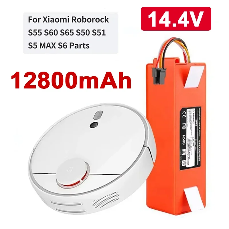 Original 14.4V 12800mAh Robotic Vacuum Cleaner Replacement Battery For Xiaomi Roborock S55 S60 S65 S50 S51 S5 MAX S6 Parts