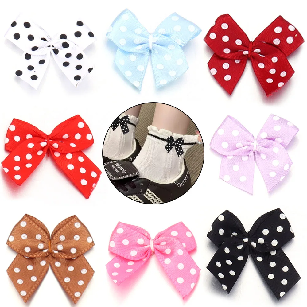 

30Pcs Cute Mini 25*25mm Polyester Polka Dot Spotted Bowknot Satin Bow for DIY Garment Headwear Wedding Party Decoration