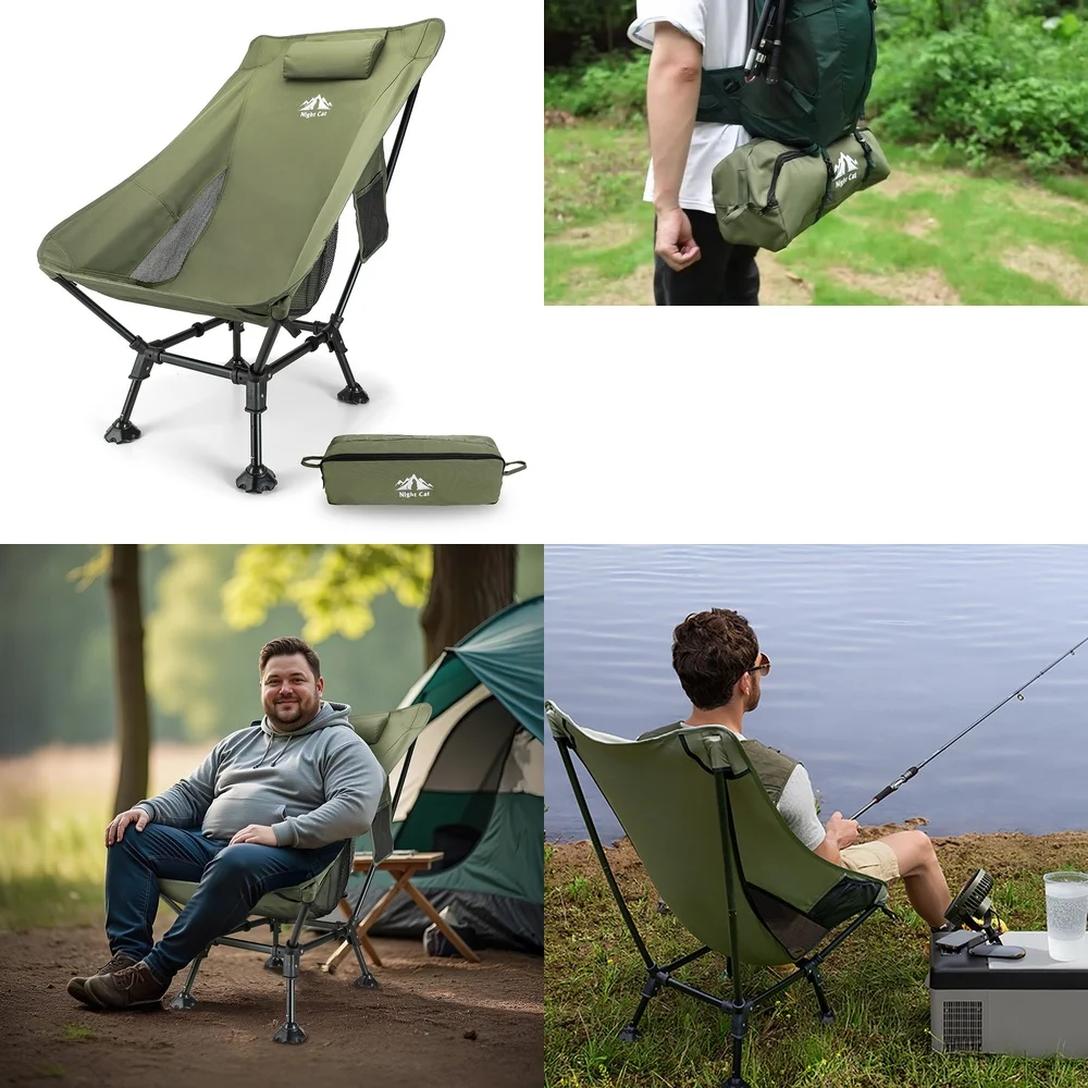 

camping chairHeavy Duty Portable Camping Chair Green Folding Chair with Cup Holder Oversized Lightweight Outdoor Chair for
