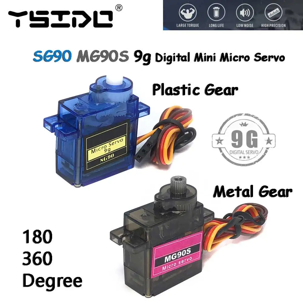 SG90 MG90S 9g Digital Mini Micro Servo 180/360 gradi per Rc elicottero aereo Mini barca auto MG90 9G Trex 450 RC Robot