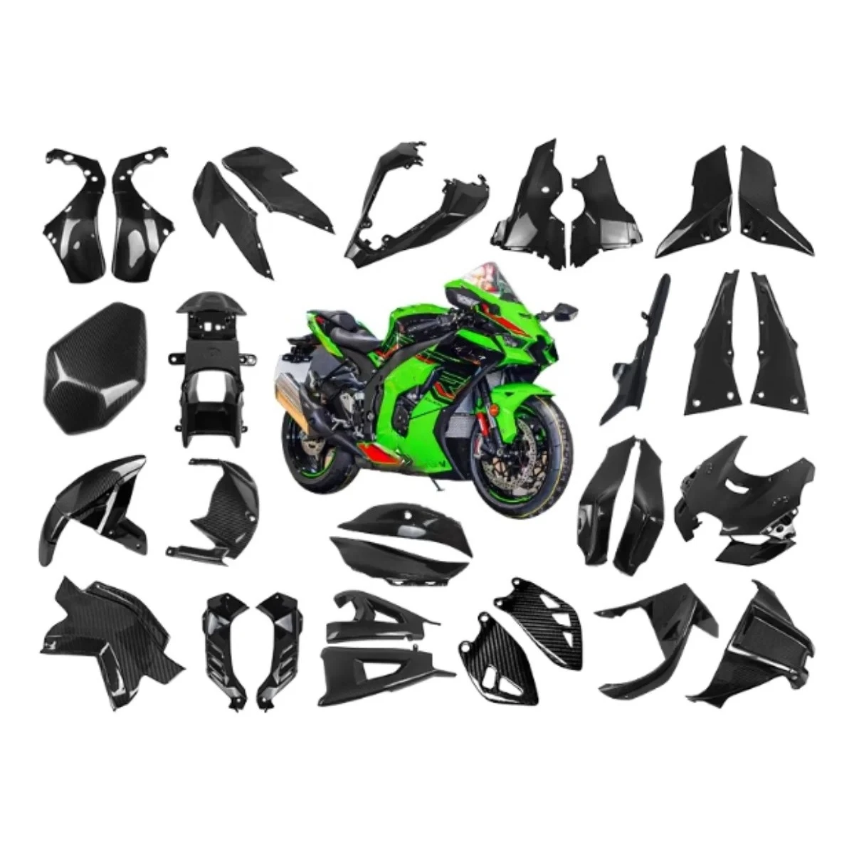 For ZX10R ZX-10R 2022 2023 2024 Carbon Fiber Motorcycle Accessories Winglets Parts Fairing Fenders Panels Cover Kit