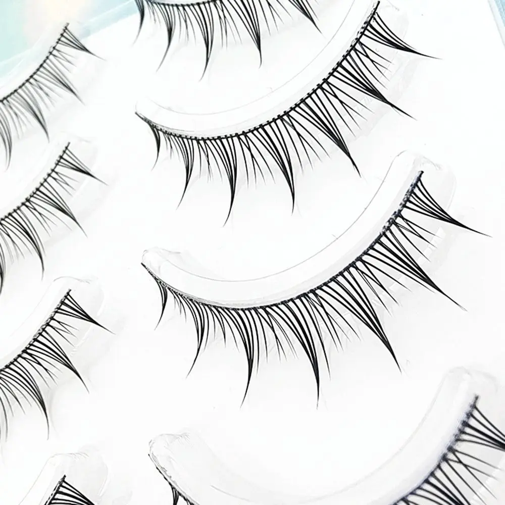 5 paires de faux cils doux anti-transpiration, outil cosmétique naturel moelleux, réutilisable, Portable, bande dessinée, pour fille