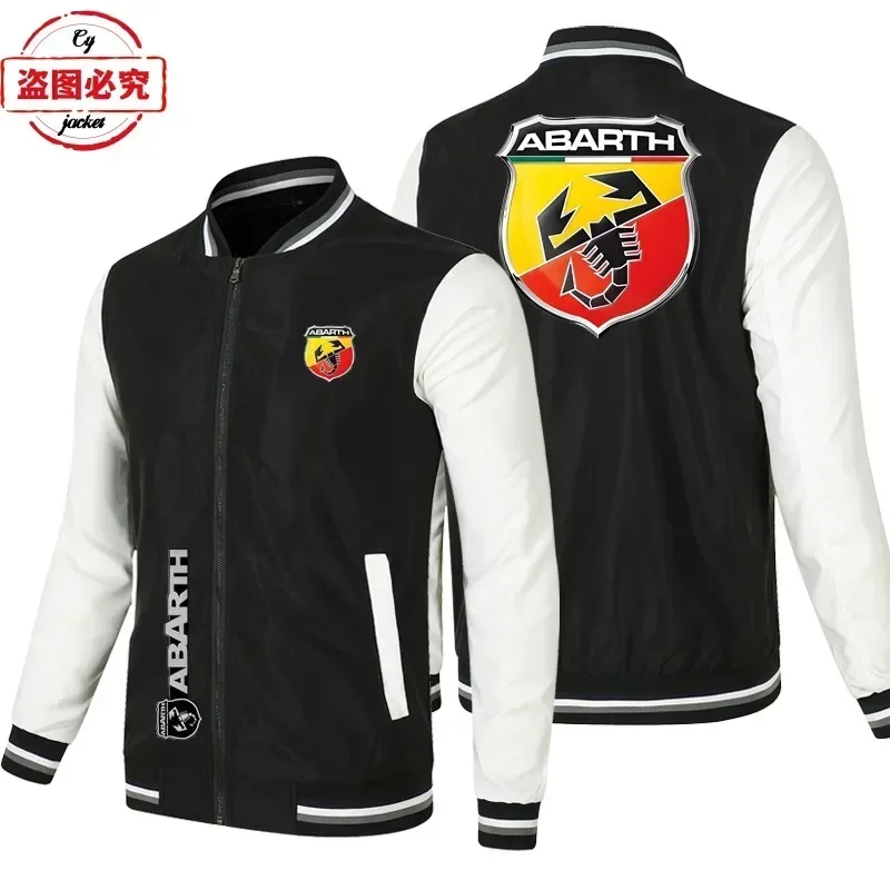 

European size ABARTH Car Logo Jacket Loose Long-sleeved Men's Color Matching Top Baseball Jacket ABARTH Work Clothes