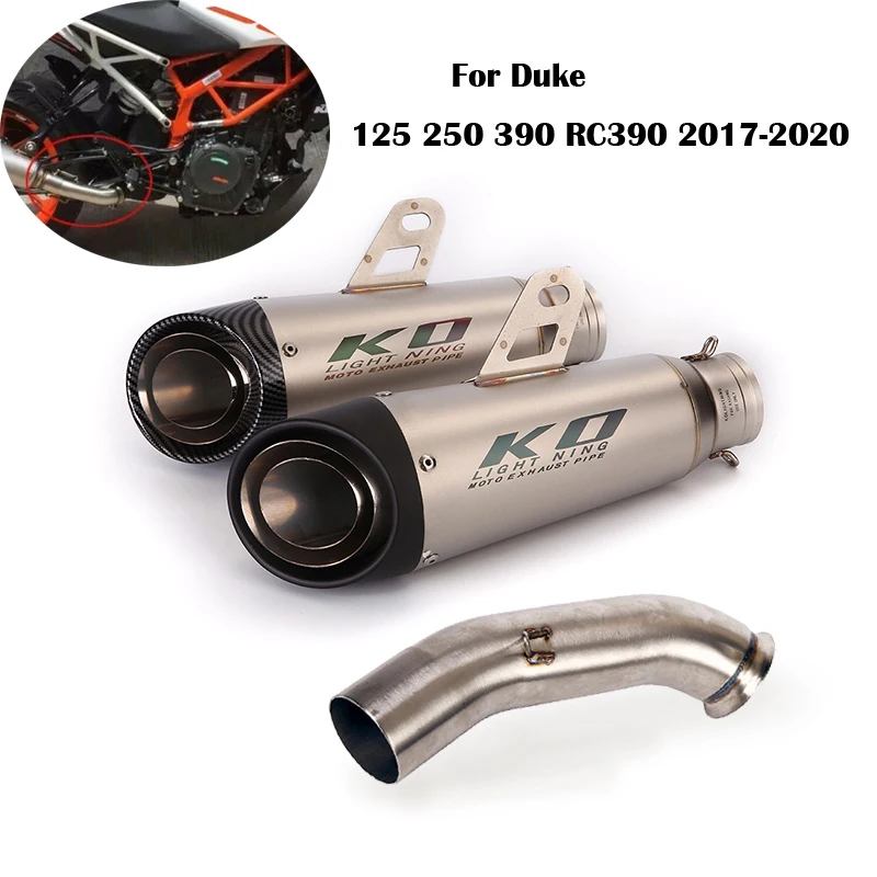 

Motorcycle Exhaust System 51mm Slip On Muffler Tail Pipe Mid Connect Link Tube Modified For Duke 125 250 390 RC390 2017-2020