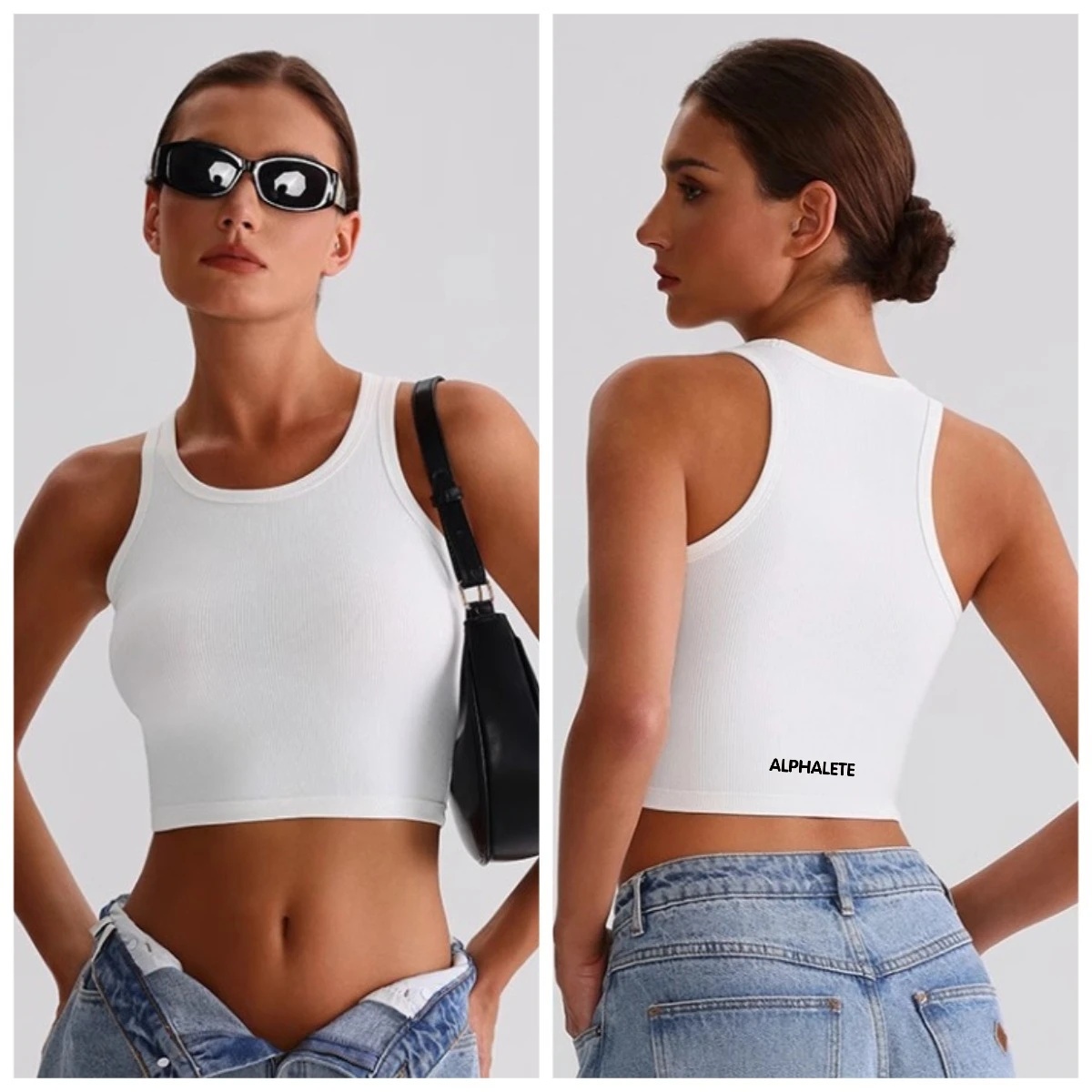 

Alphalete Letter Print Sports Short I-shaped Vest Suspenders Summer Babes Casual Sports Fitness Short Vest Top Sleeveless