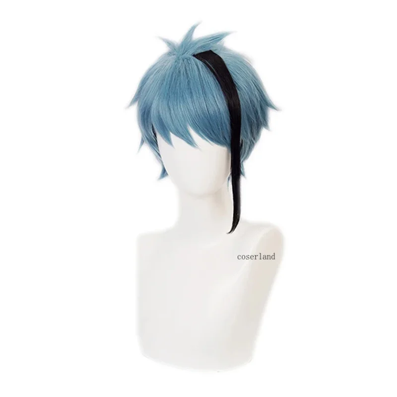 الملتوية العجائب شعر مستعار تأثيري فلويد علقة اليشم علقة زي شعر مستعار الرجال هالوين كرنفال قصير الأزرق شعر مستعار موضة غطاء شعر مستعار مجاني