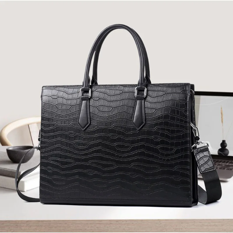 

New 2025 Genuine leather Men's Bag, Business luxury laptop Bag, large Capacity Design laptop File Bag, Crossbody Shoulder Bag
