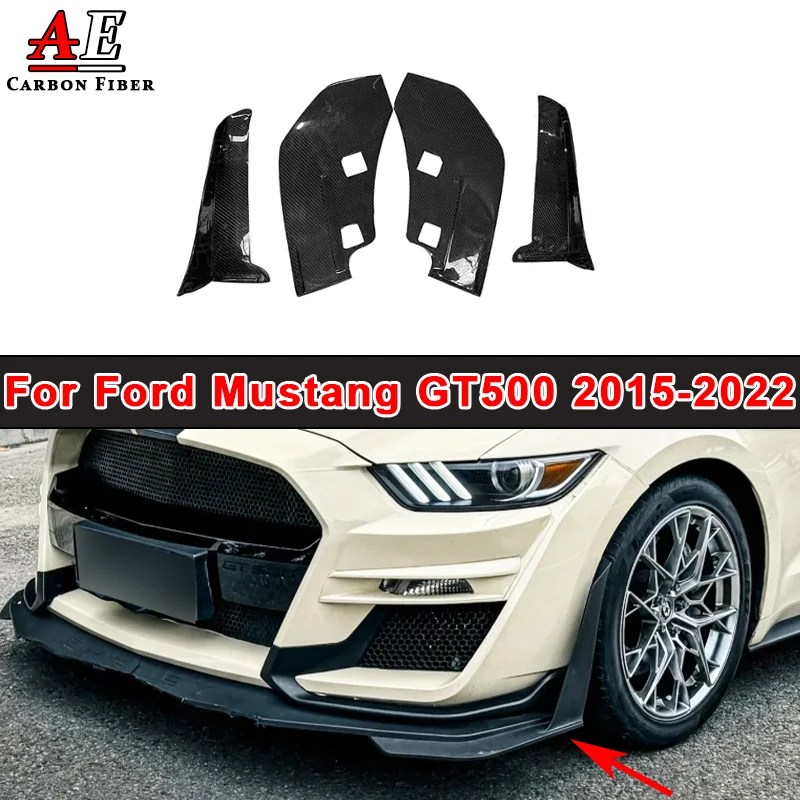 

Carbon Fiber Front Bumper Lip Corner Spoiler Side Winglet Splitters Canards For Ford Mustang GT500 Style 2015-2021 Body Kit