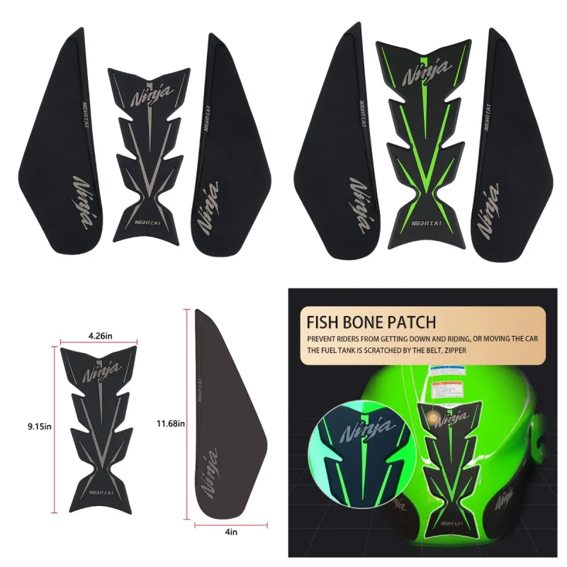 Compatible Kawasaki 400 Ninja 500 Motorcycle Pad Kit Side Knee Guard Sticker Fuel Tank Protector