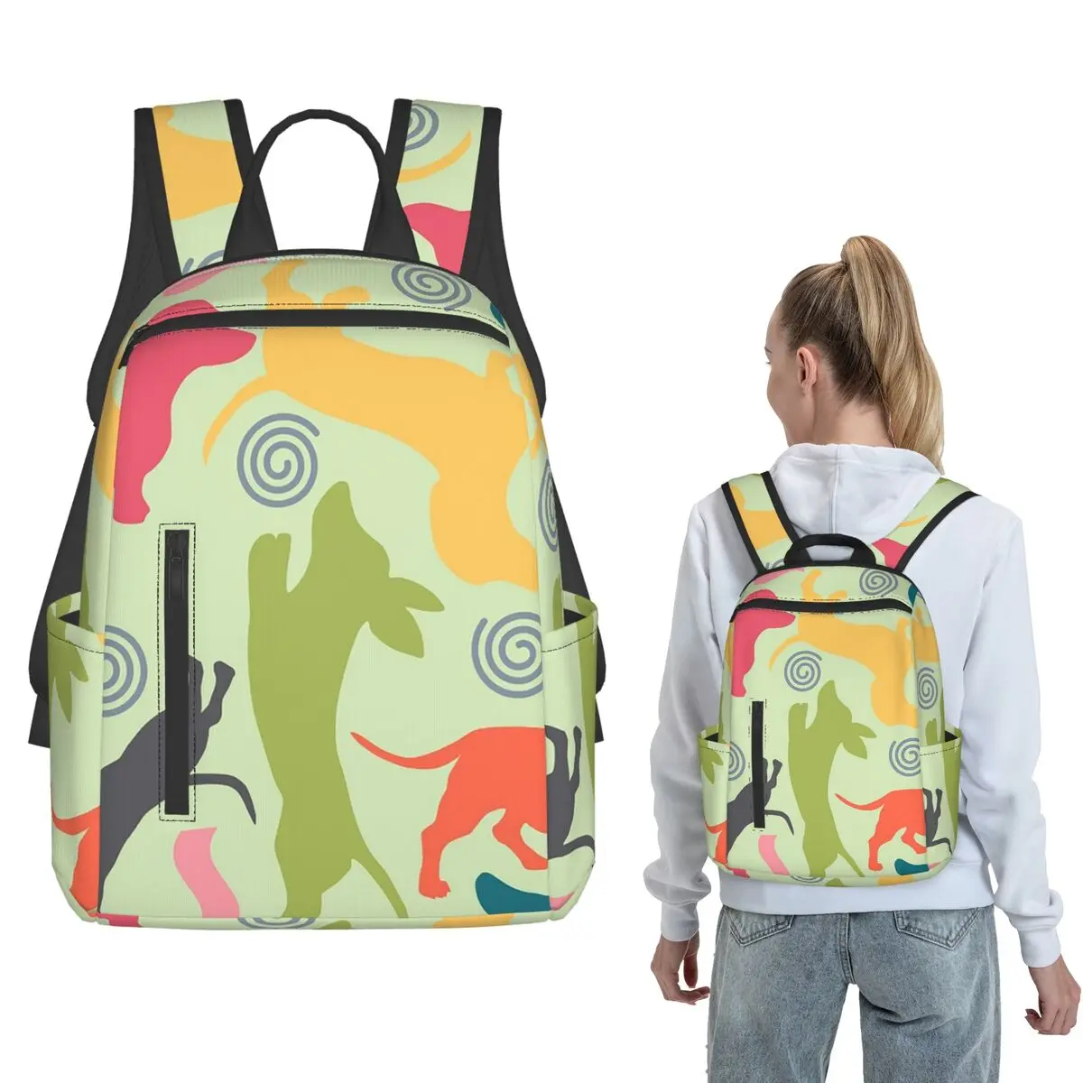 

Vintage Sausage Dog Dachshund Pattern Backpack Large Capacity Kids BookBag School Bag Shoulder Bags for Men Women