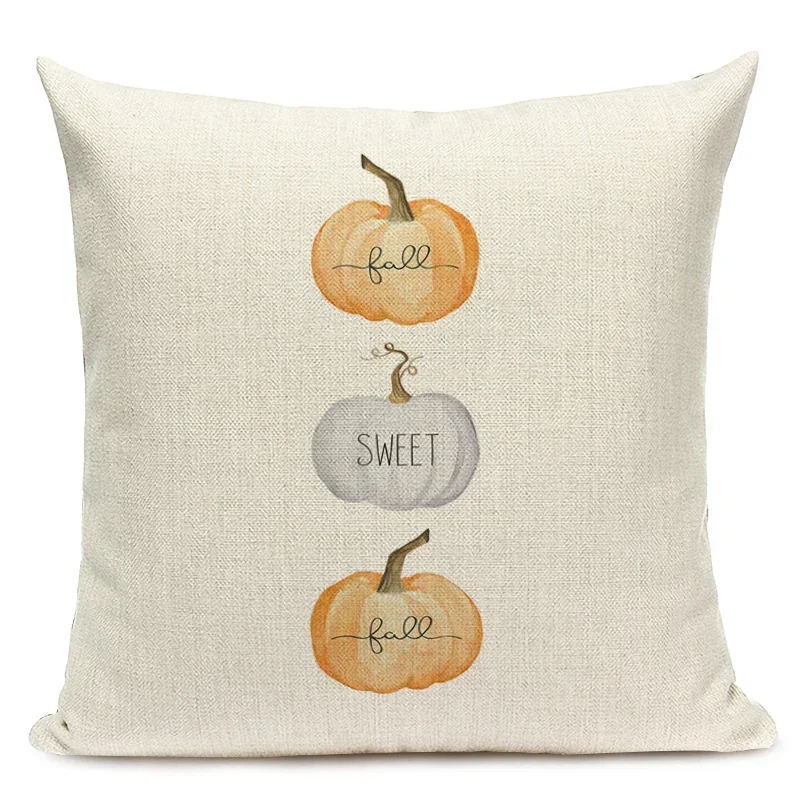 1pcs/Set Autumn Farmhouse Pumpkin Decorative Cushion Cover Fall Art Print Pillowcase Linen Pillow Cover for Home Sofa Decor