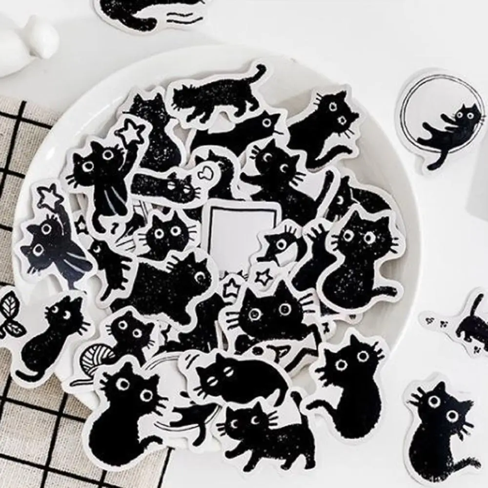 45Pcs/set Kawaii Little Black Cat Decorative Boxed Stickers Scrapbooking Label Diary Stationery Album Phone Journal Planner