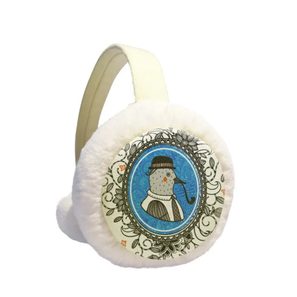

Pigeon Hat Flower Cartoon Illustration Winter Ear Warmer Cable Knit Furry Fleece Earmuff Outdoor