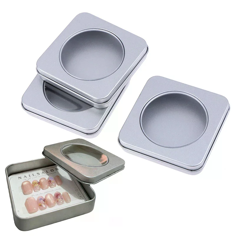 1/5 Pcs Press On Nail Storage Boxes Storage Case Tin Box Windowed Fake Nail Organizer Container For Nails Display Salon Supplies