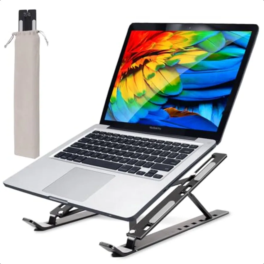 

Laptop Stand for Desk Aluminum Adjustable Foldable Portable Laptop RiserErgonomic Laptop HolderVentilated Cooling Computer Stan