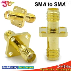 SMA Female To SMA Female Connector RF Coaxial 4 Hole Flange Socket Bulkhead Panel Mount Adapter