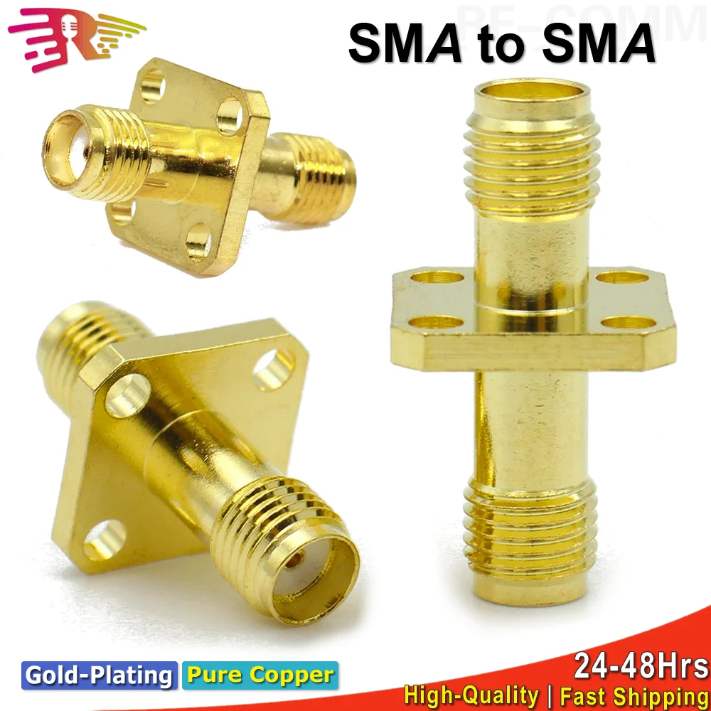 SMA Female To SMA Female Connector RF Coaxial 4 Hole Flange Socket Bulkhead Panel Mount Adapter