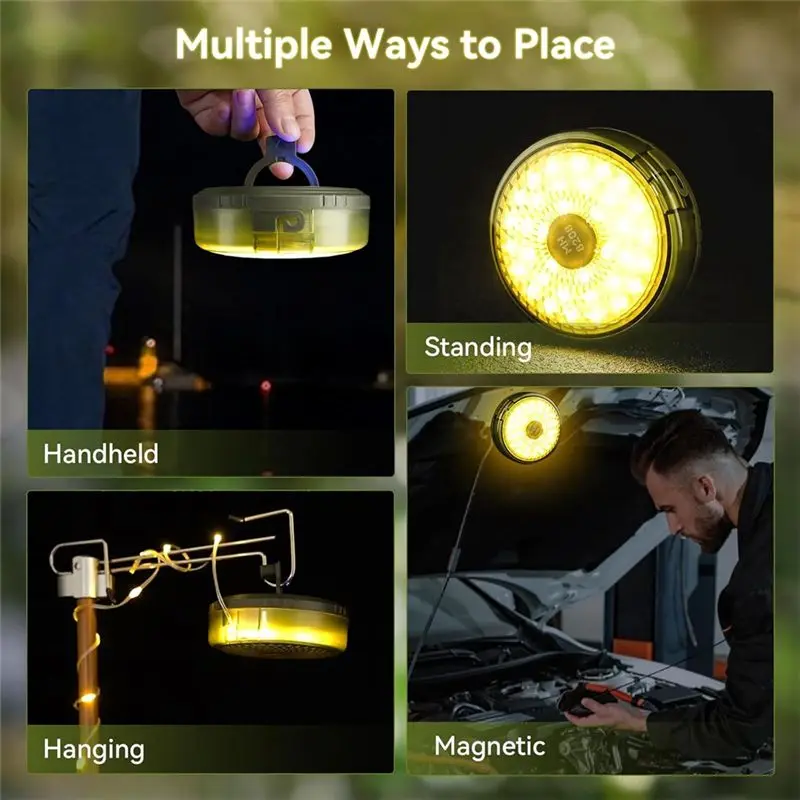 ABCA-LED String Lights Camping Lantern USB Rechargeable 2 In 1 Portable Outdoor Light With 8 Lighting Modes Camping Light