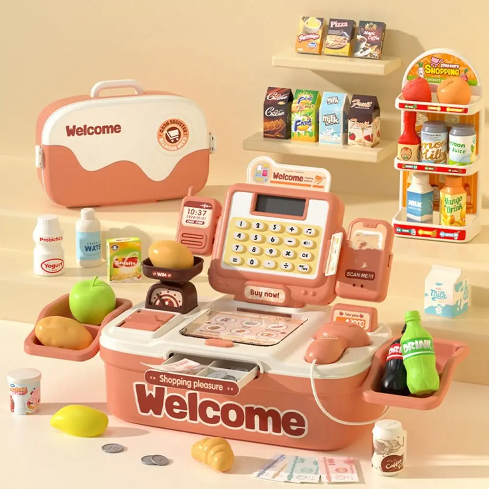 64PCS Pink Green Simulated Cashier Imitation Design Plastic Convenience Store Intelligence Development Interactive Play