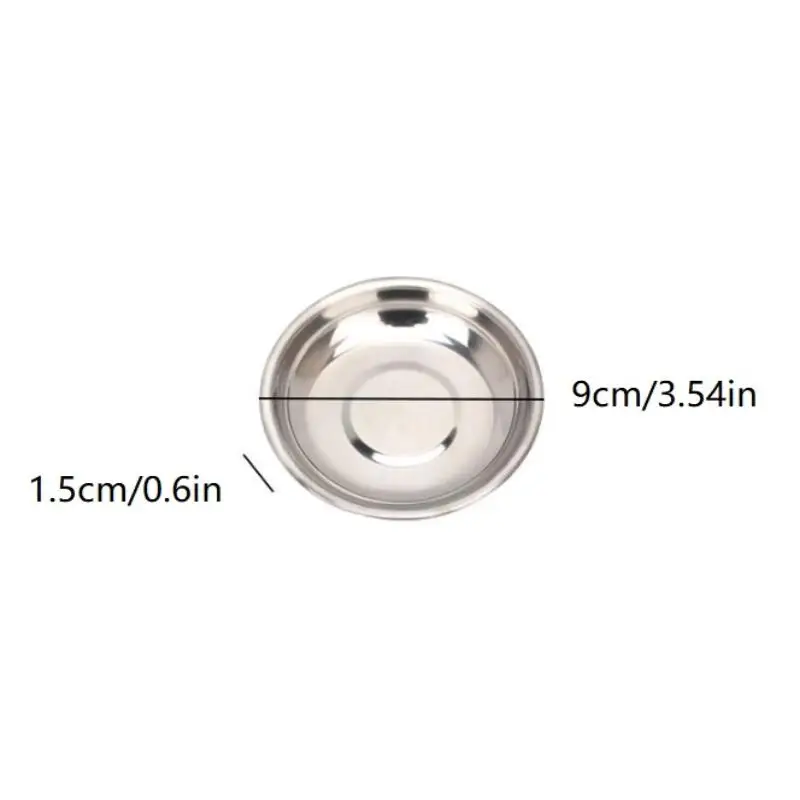Round Stainless Steel Spice Dishes 9CM Condiment Bowls for Soy Sauce Vinegar Dipping in Kitchen Cooking and Dining Scene 5/10PCS