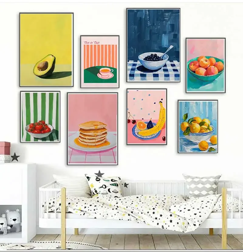 Vintage Dining Fruit Orange Avocado Tomato Coffee Posters and Prints Canvas Painting Wall Art Picture for Food Kitchen Decor