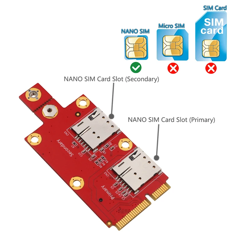 NEW M2 to Mini PCIE Converter Riser with Dual NANO SIM Card Slot M.2 Key B to Mini PCI-E Adapter Supports 3G/4G/5G Module for PC