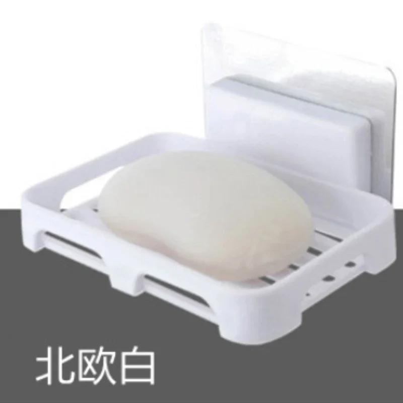 Soap Rack No Drilling Wall Mounted Double Layer Soap Holder Soap Sponge Dish Bathroom Accessories Soap Dishes Self Adhesive