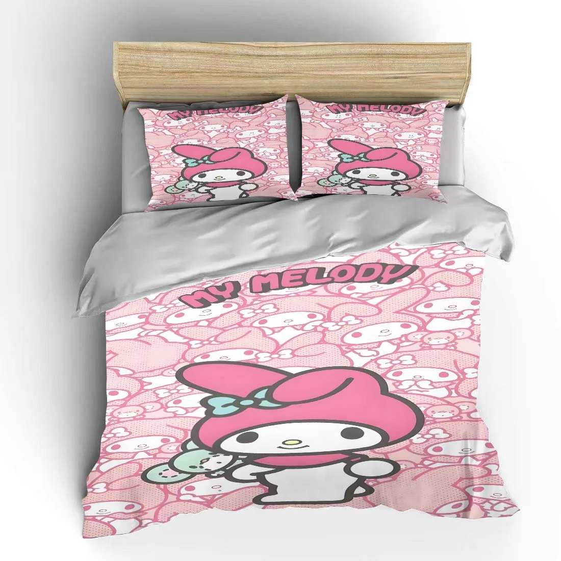 

Hello Kitty My Melody Bedding Set Children 3 Pieces Set King Size Baby Girl Bed Set US Twin Adult Bed Cover Bedroom Duvet Gift