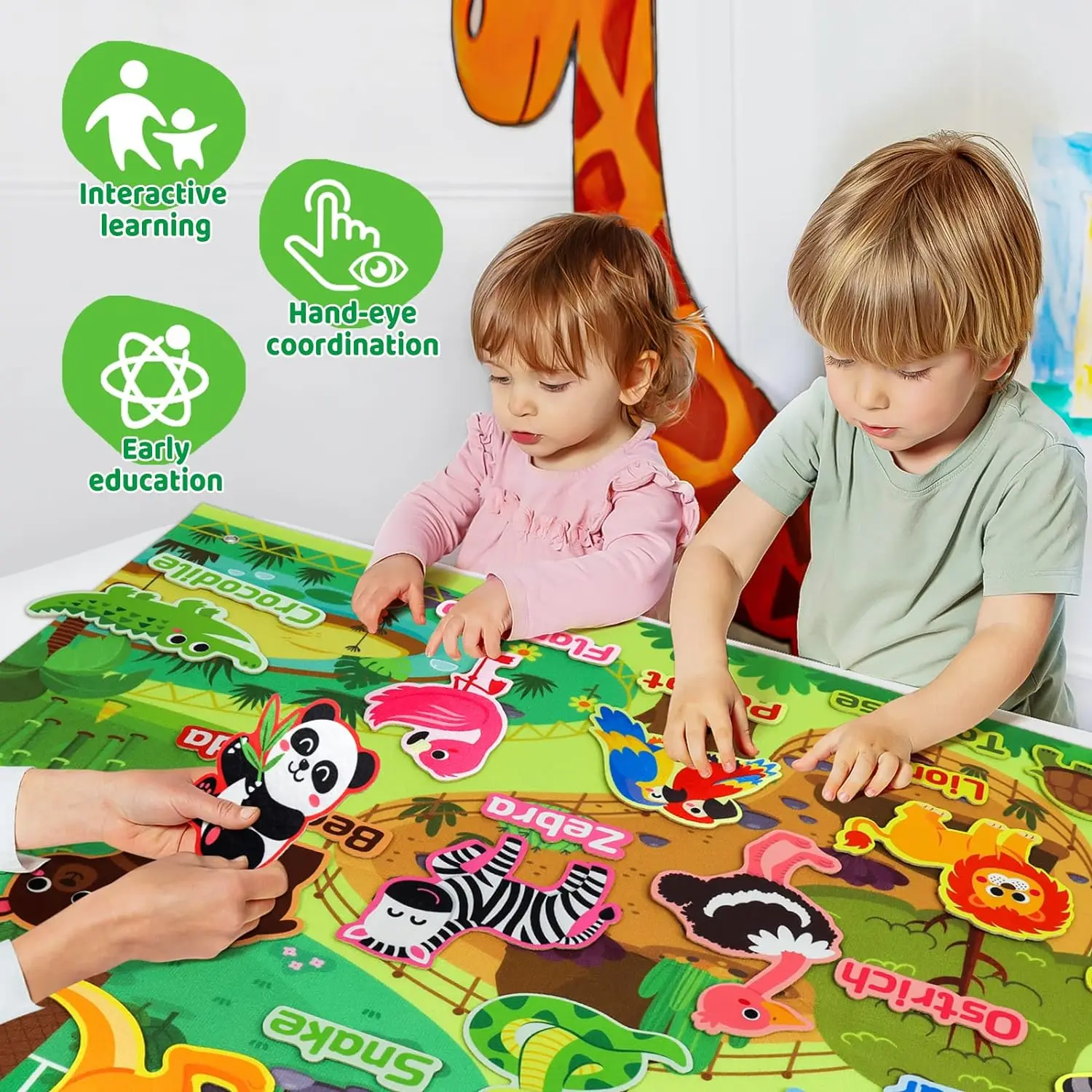 Zoom Tier Filz Geschichte Bord Montessori Frühen Lernen Spielzeug Themen Storytelling Flanell Spielzeug Interaktive Spiel Wand Hängen Geschenke – Detail 2